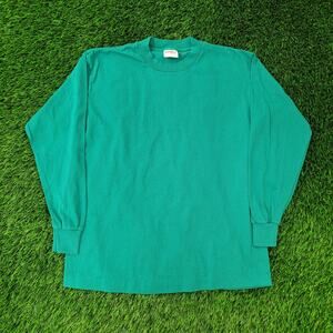 Vintage 90s Sunbelt Blank Shirt Womens Large 21x25 Teal Blue
